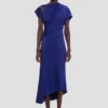 Asymmetric twist dress in bright indigo Asymmetric twist dress in bright indigo