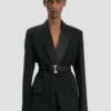 Belted tailored jacket in black Belted tailored jacket in black