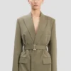 Belted tailored jacket in sage melange Belted tailored jacket in sage melange