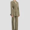 Belted tailored jacket in sage melange Belted tailored jacket in sage melange