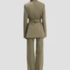 Belted tailored jacket in sage melange Belted tailored jacket in sage melange