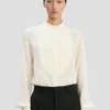 Bib detail shirt in ivory Bib detail shirt in ivory