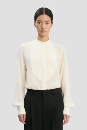 Bib detail shirt in ivory