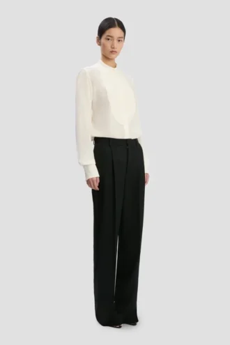 Bib detail shirt in ivory