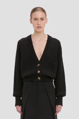 Cable pocket cardigan in black Cable pocket cardigan in black
