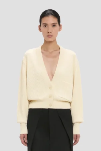 Cable pocket cardigan in ivory Cable pocket cardigan in ivory