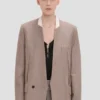 Collarless jacket in limestone Collarless jacket in limestone