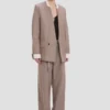 Collarless jacket in limestone Collarless jacket in limestone