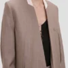 Collarless jacket in limestone Collarless jacket in limestone
