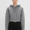 Cropped structured hoodie in grey marl Cropped structured hoodie in grey marl