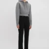 Cropped structured hoodie in grey marl Cropped structured hoodie in grey marl