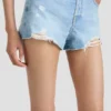 Distressed shorts in light blue wash Distressed shorts in light blue wash