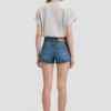 Distressed shorts in mid blue wash Distressed shorts in mid blue wash