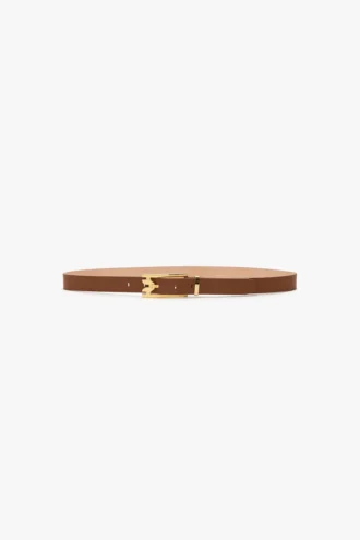 Dorian pin buckle belt in dark tan smooth leather Dorian pin buckle belt in dark tan smooth leather