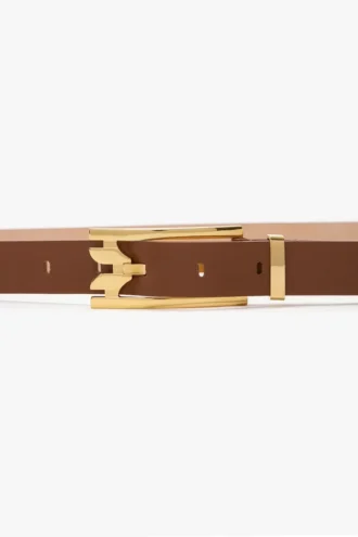 Dorian pin buckle belt in dark tan smooth leather Dorian pin buckle belt in dark tan smooth leather