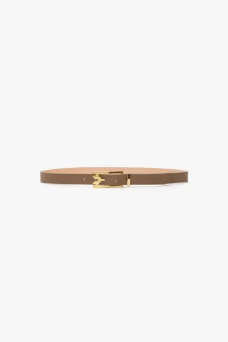 Dorian pin buckle belt in dove grey smooth leather Dorian pin buckle belt in dove grey smooth leather