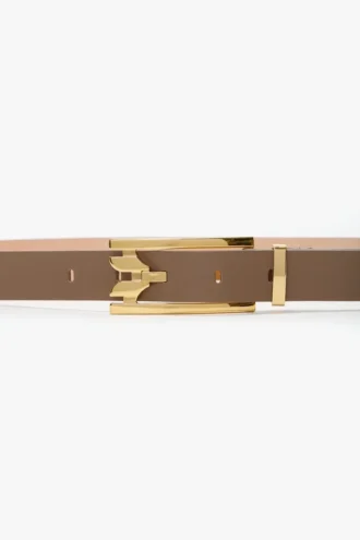 Dorian pin buckle belt in dove grey smooth leather Dorian pin buckle belt in dove grey smooth leather
