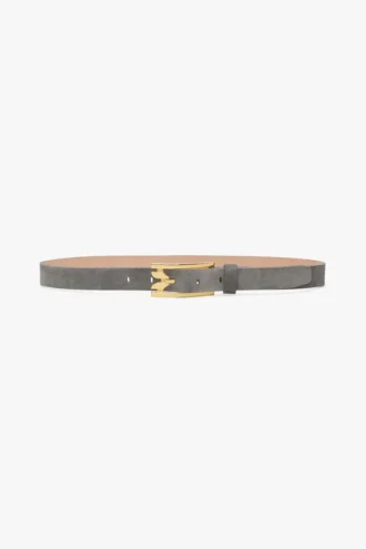 Dorian pin buckle belt in pebble grey suede Dorian pin buckle belt in pebble grey suede