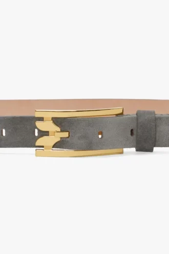 Dorian pin buckle belt in pebble grey suede Dorian pin buckle belt in pebble grey suede