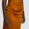 Draped cami floor-length dress in bronze Draped cami floor-length dress in bronze