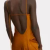 Draped cami floor-length dress in bronze Draped cami floor-length dress in bronze