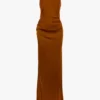 Draped cami floor-length dress in bronze Draped cami floor-length dress in bronze