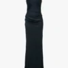 Draped lace dress in midnight