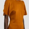 Draped sleeve top in bronze Draped sleeve top in bronze