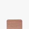 Envelope card holder in blush pink croc embossed leather