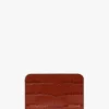 Envelope card holder in brick red croc embossed leather Envelope card holder in brick red croc embossed leather