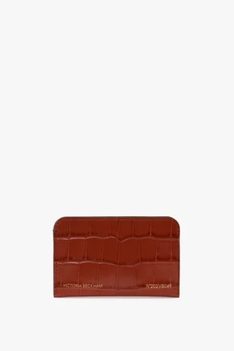 Envelope card holder in brick red croc embossed leather Envelope card holder in brick red croc embossed leather
