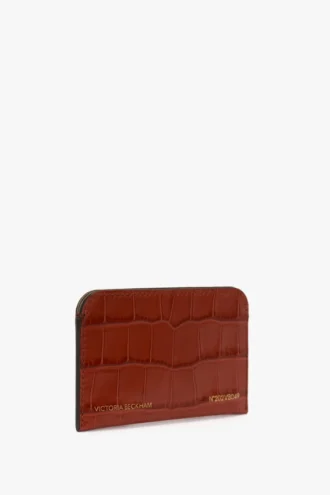 Envelope card holder in brick red croc embossed leather Envelope card holder in brick red croc embossed leather