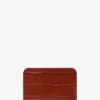 Envelope card holder in brick red croc embossed leather Envelope card holder in brick red croc embossed leather