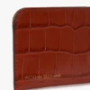 Envelope card holder in brick red croc embossed leather Envelope card holder in brick red croc embossed leather