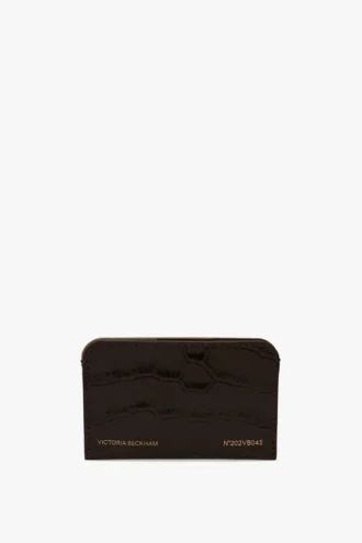 Envelope card holder in espresso croc embossed leather Envelope card holder in espresso croc embossed leather