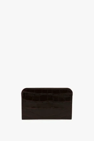 Envelope card holder in espresso croc embossed leather Envelope card holder in espresso croc embossed leather