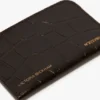 Envelope card holder in espresso croc embossed leather Envelope card holder in espresso croc embossed leather