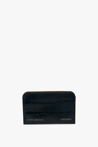 Envelope card holder in midnight blue croc embossed leather Envelope card holder in midnight blue croc embossed leather