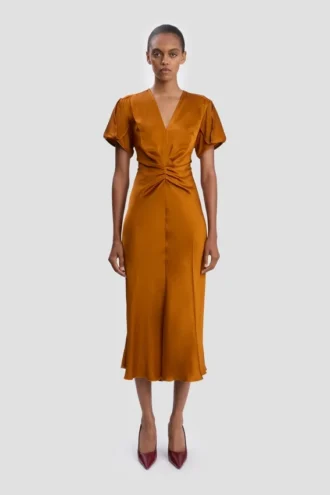 Eve midi dress in bronze