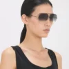 Fine metal pilot sunglasses in gold black Fine metal pilot sunglasses in gold black