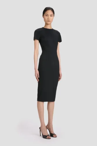 Fitted t-shirt dress in black