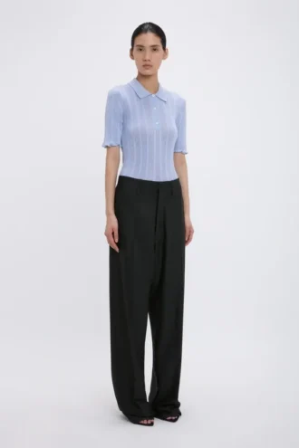 frill polo top in cloud blue 2 330x495 - Frill polo top in cloud blue