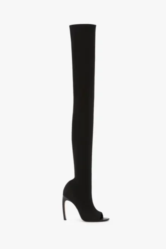 Harlow peep toe stretch jersey boot 100 in black Harlow peep toe stretch jersey boot 100 in black