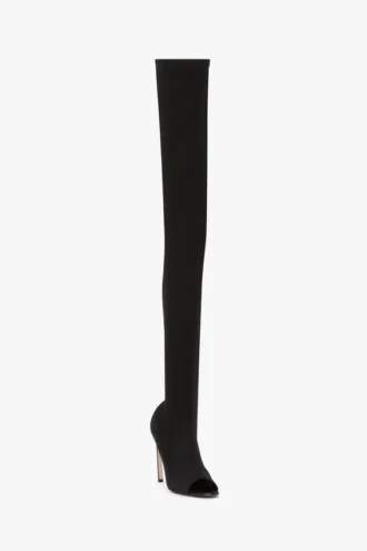 Harlow peep toe stretch jersey boot 100 in black Harlow peep toe stretch jersey boot 100 in black