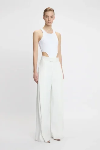 High leg bodysuit in white