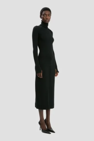 High neck jumper in black