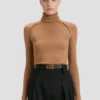 High neck jumper in dark camel High neck jumper in dark camel