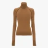 High neck jumper in dark camel High neck jumper in dark camel