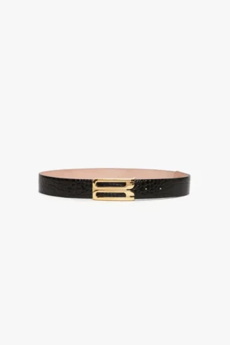 Jumbo dorian belt in black croc embossed calf leather Jumbo dorian belt in black croc embossed calf leather