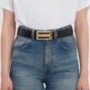 Jumbo dorian belt in black croc embossed calf leather Jumbo dorian belt in black croc embossed calf leather